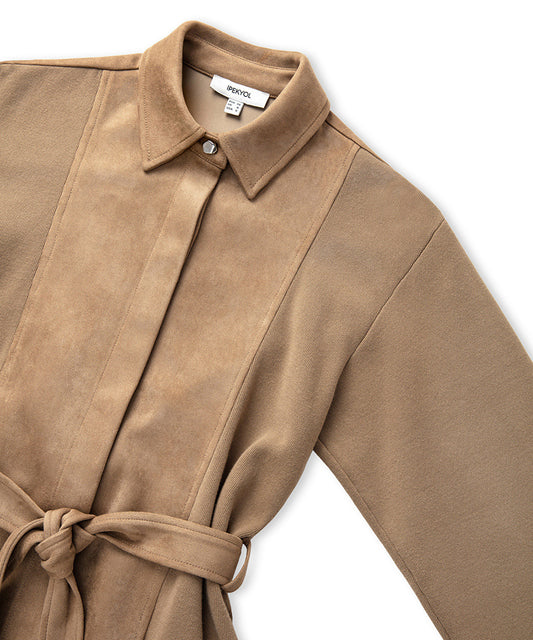 Mixed Media Belted Jacket