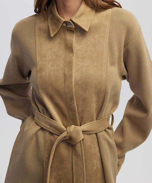 Mixed Media Belted Jacket