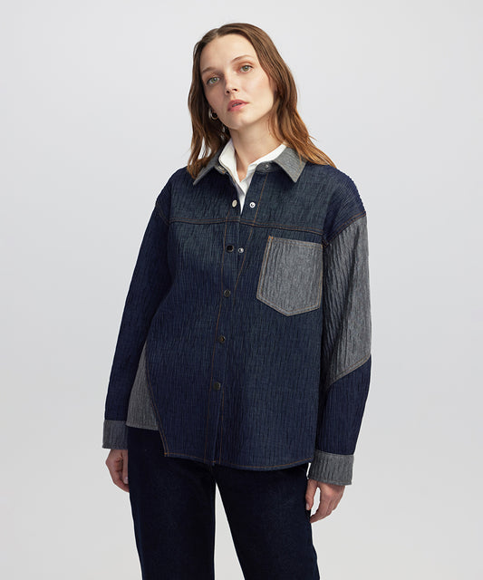 Color-Block Crushed Textured Jacket