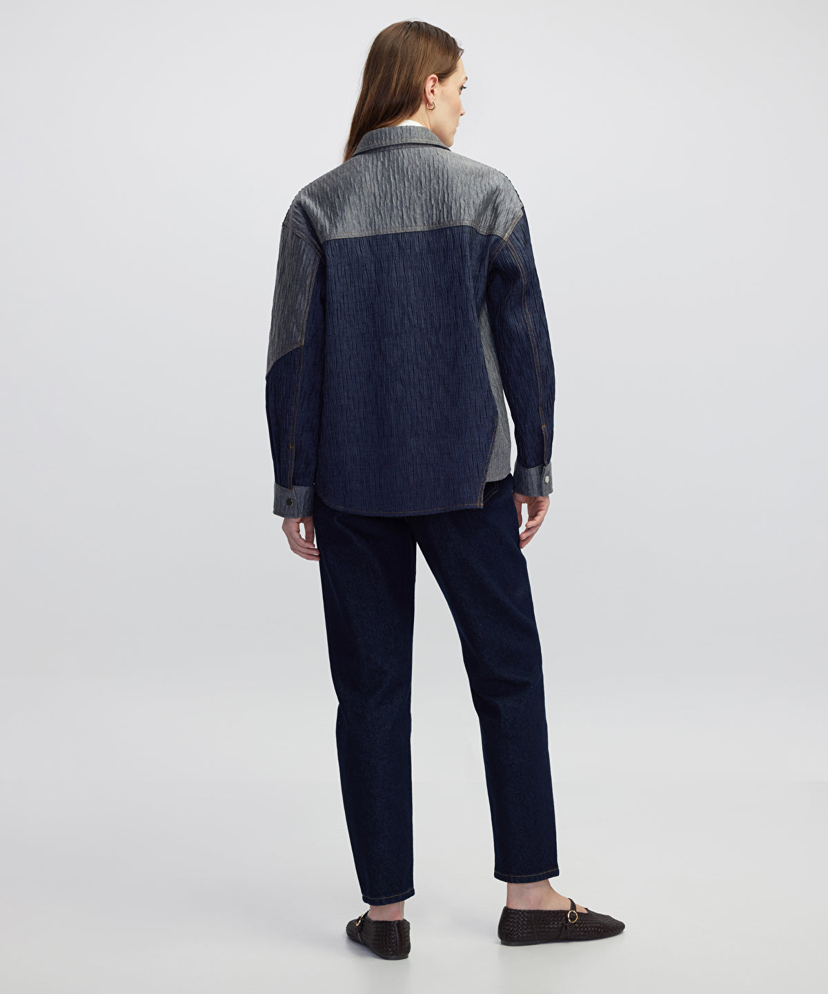 Color-Block Crushed Textured Jacket
