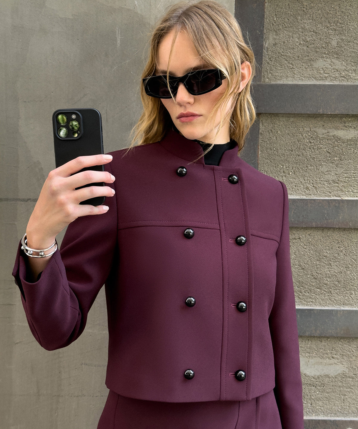 Zoomed Contrast Button Jacket