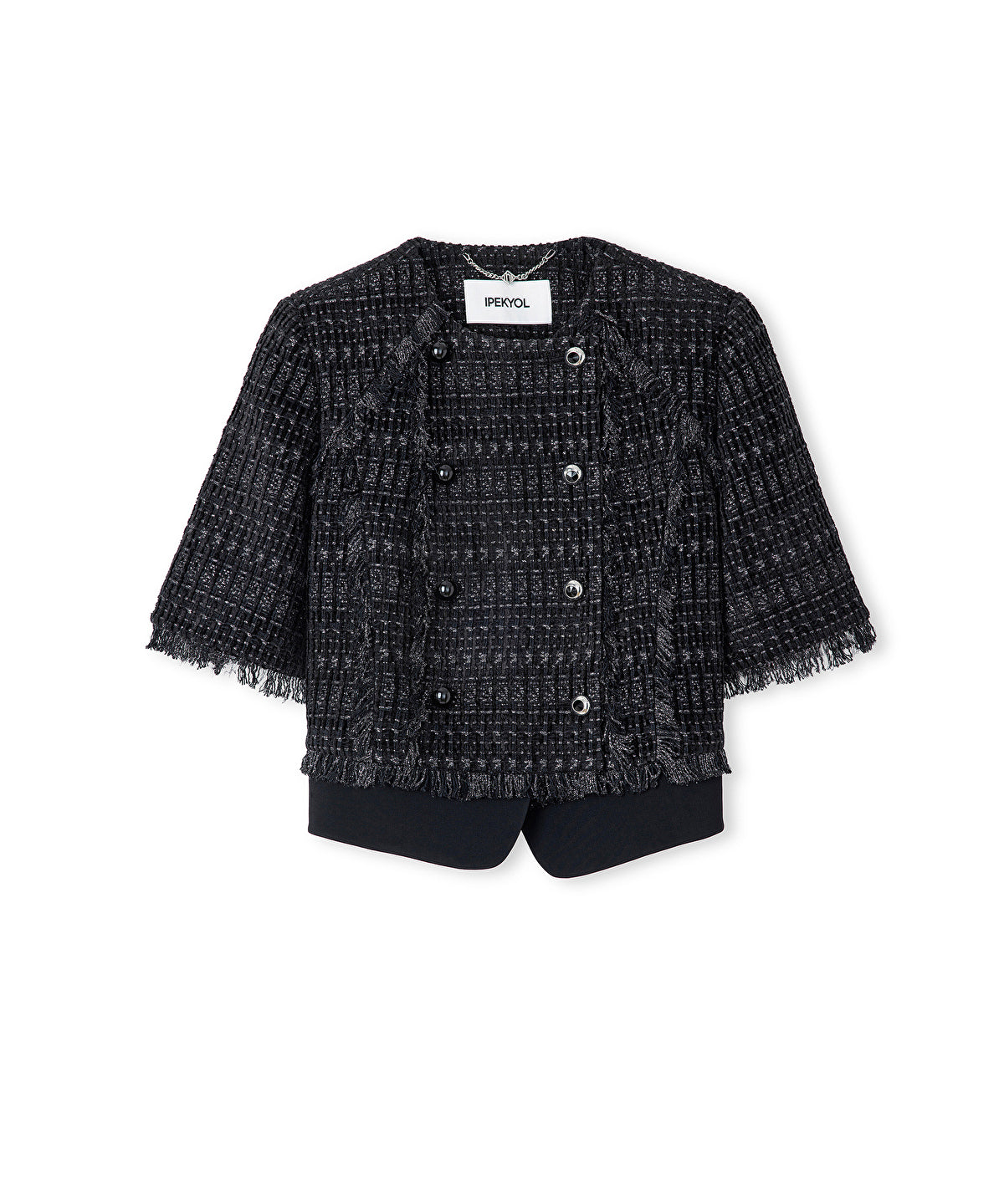 Fringe-Trim Textured Jacket
