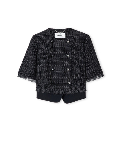 Fringe-Trim Textured Jacket