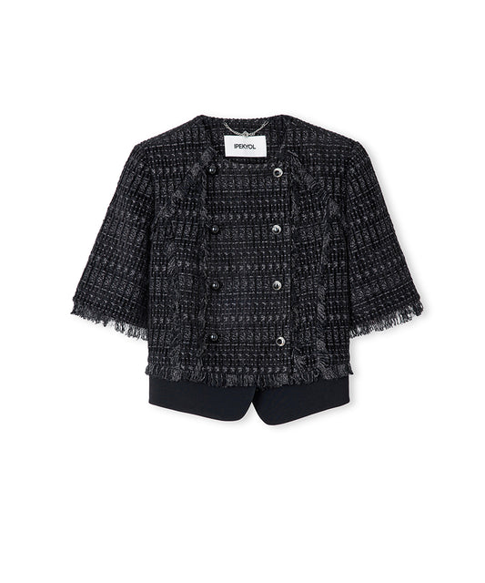 Fringe-Trim Textured Jacket