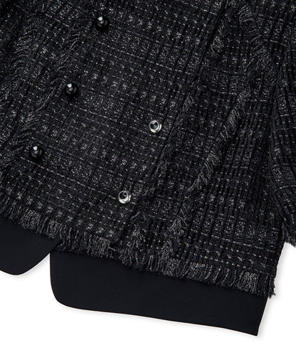 Fringe-Trim Textured Jacket