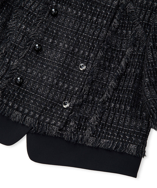 Fringe-Trim Textured Jacket