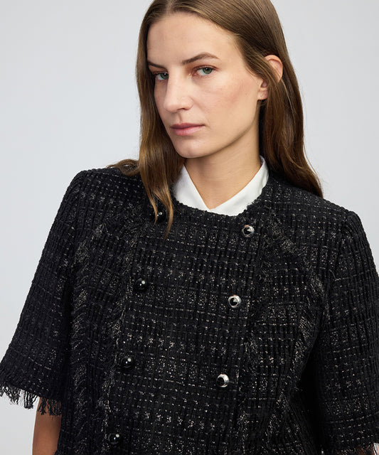 Fringe-Trim Textured Jacket