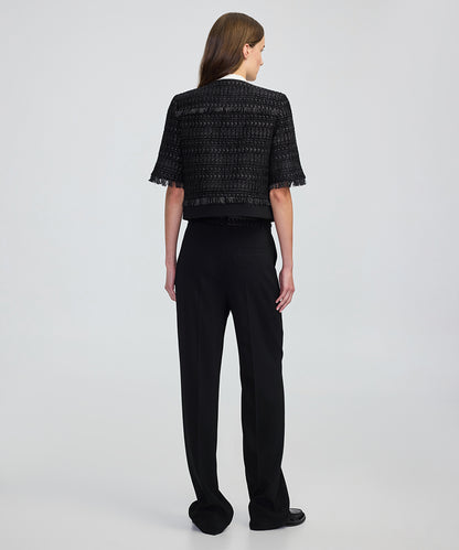 Fringe-Trim Textured Jacket