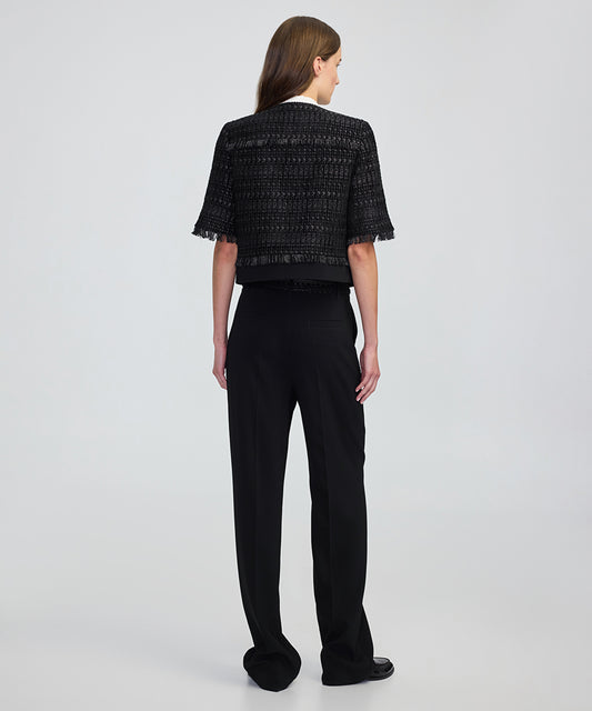 Fringe-Trim Textured Jacket