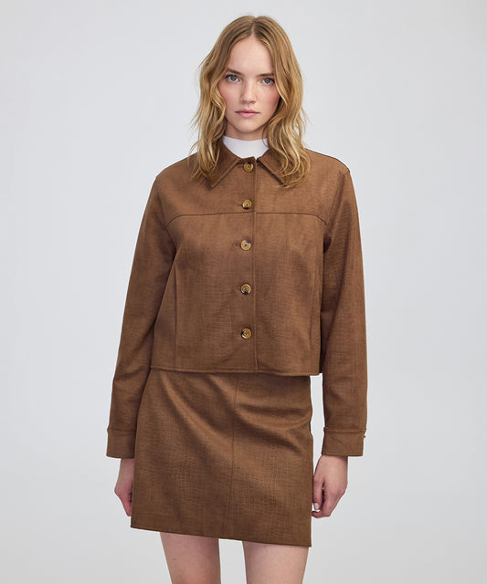 Croc-Effect Faux Suede Jacket