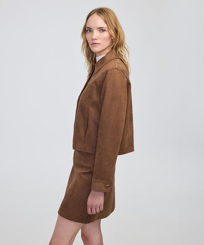 Croc-Effect Faux Suede Jacket