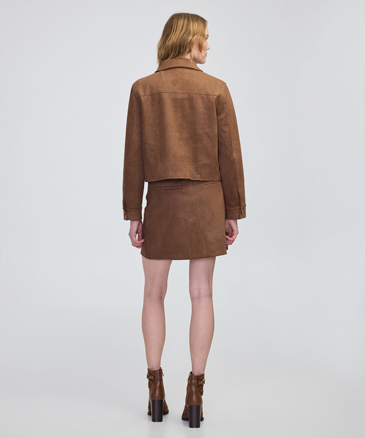 Zoomed Croc-Effect Faux Suede Jacket