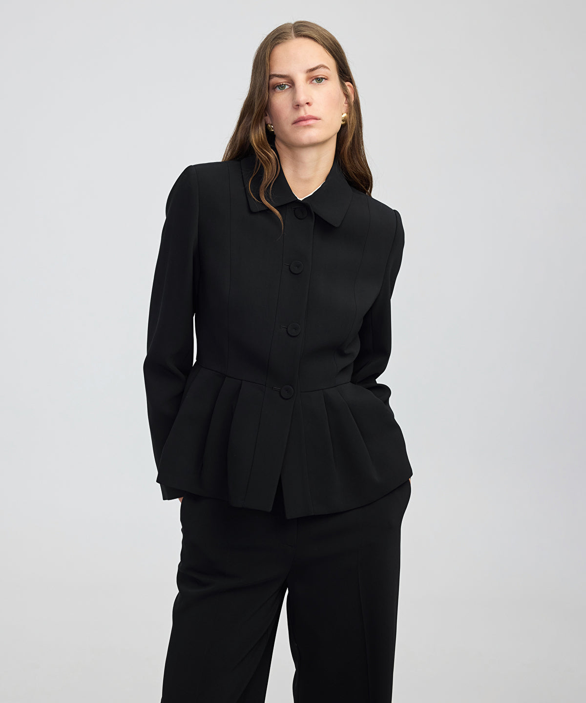 Zoomed Pleated Peplum Jacket