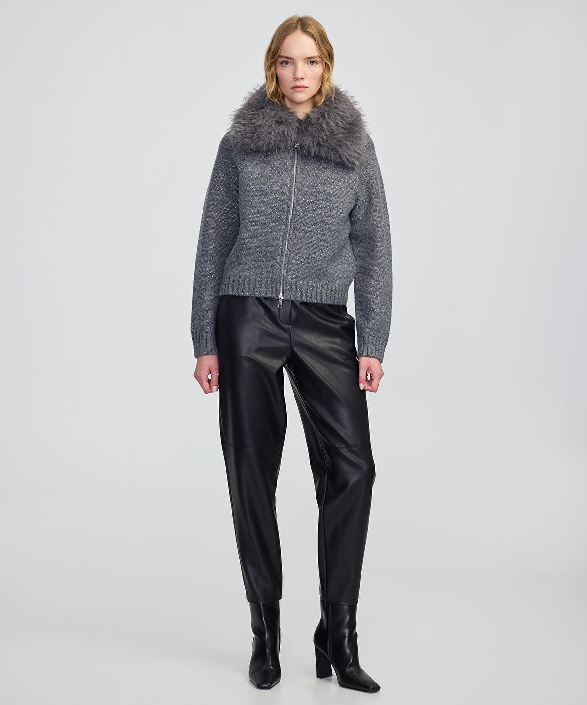 Zoomed Removable Faux Fur Collar Jacket
