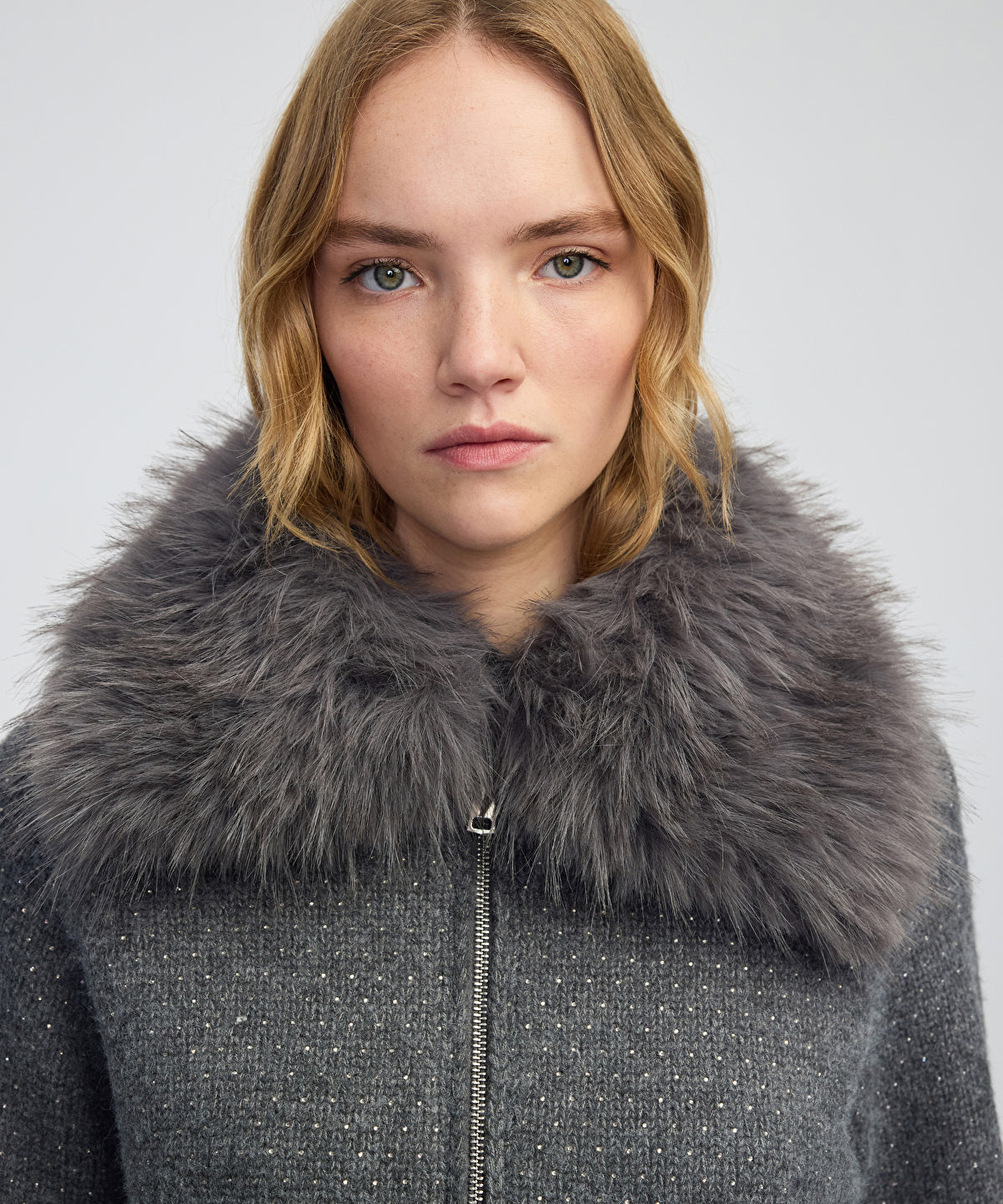 Removable Faux Fur Collar Jacket