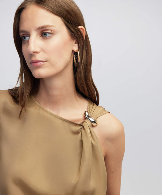 Mixed Blouse with Buckle