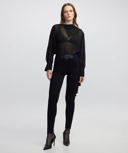 Rhinestone Chiffon Blouse
