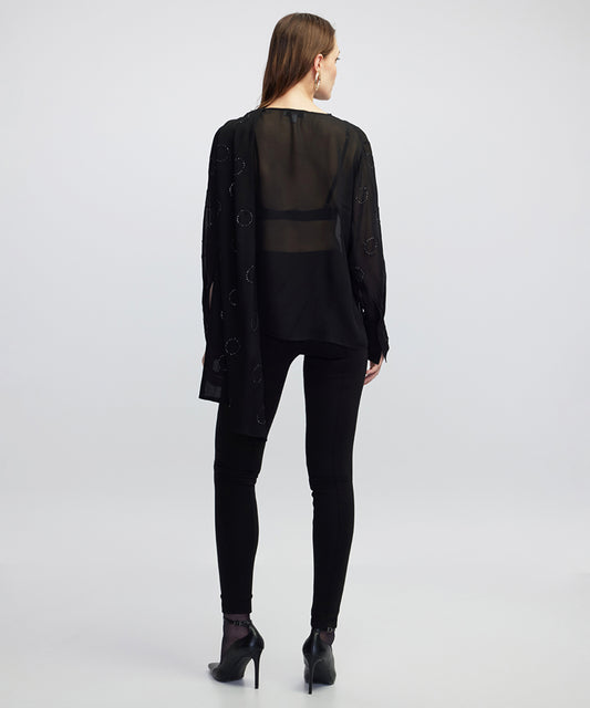 Rhinestone Chiffon Blouse