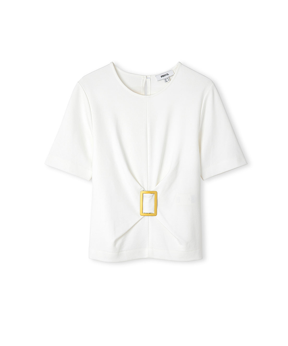 Short Sleeve Blouse with Buckle
