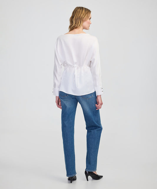 Satin-Effect Wrap Blouse