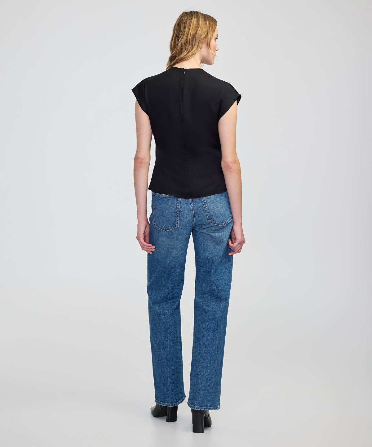 Zoomed Satin-Effect Belted Blouse