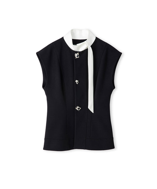 Jewel-Button Color-Block Vest