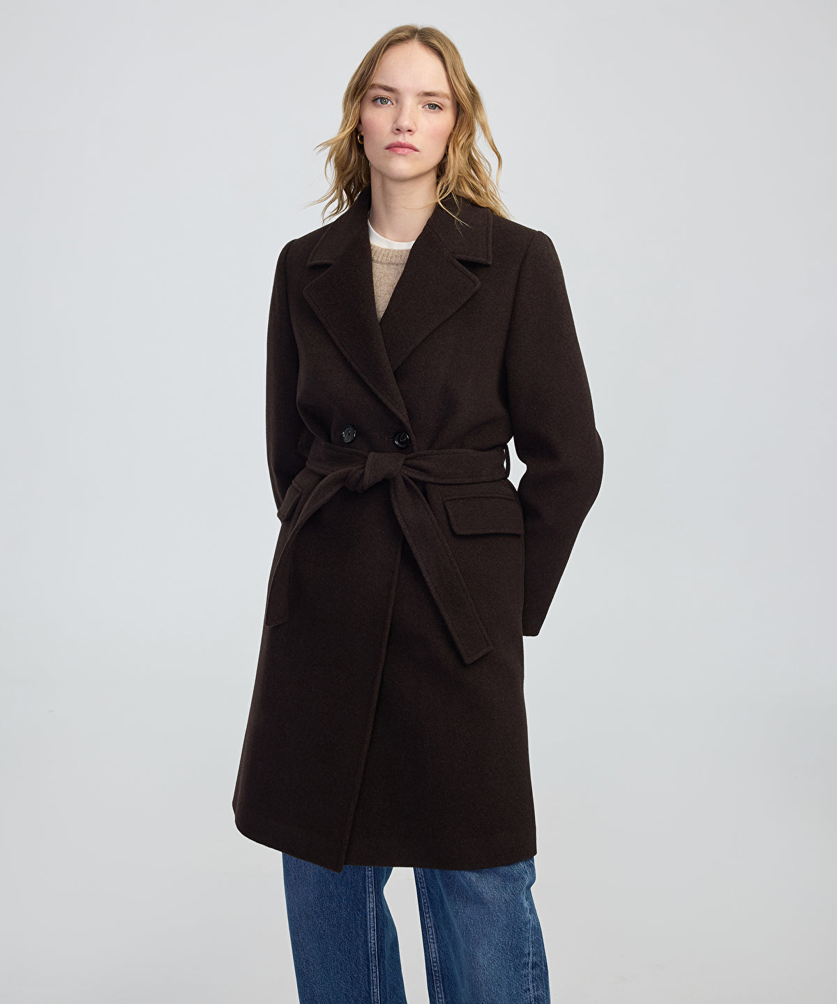 Double-Breasted Coat with Belt