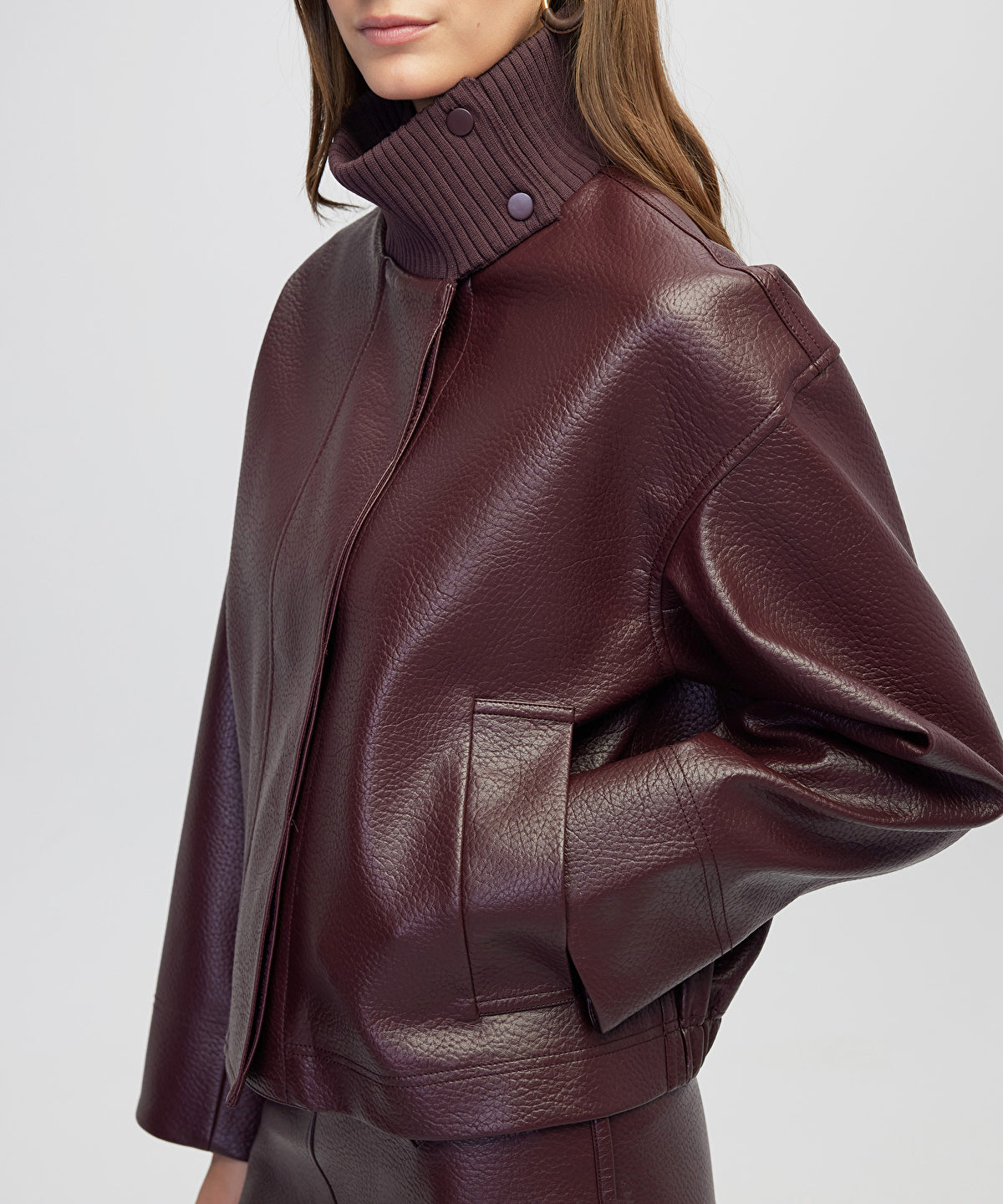 Zoomed Leather-Effect Coat