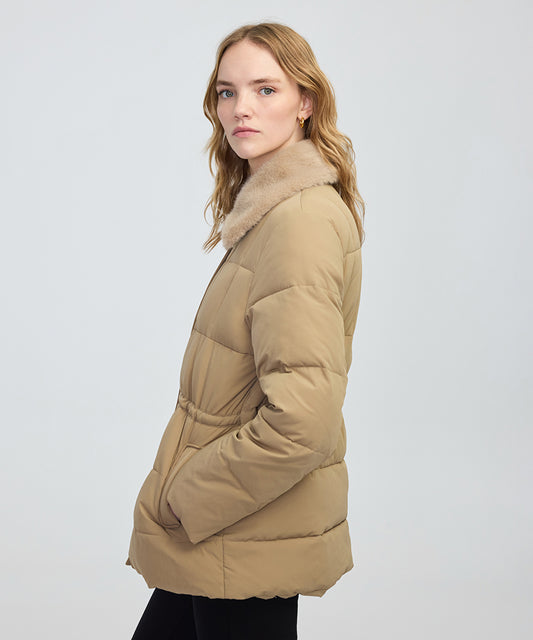 Quilted Puffer with Faux Fur Collar