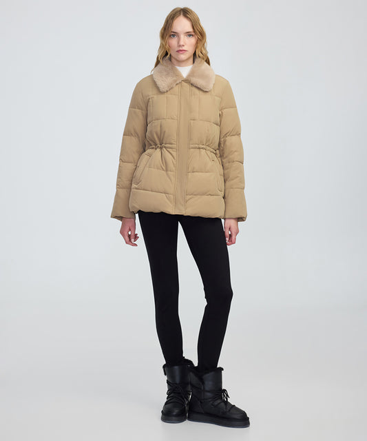 Quilted Puffer with Faux Fur Collar