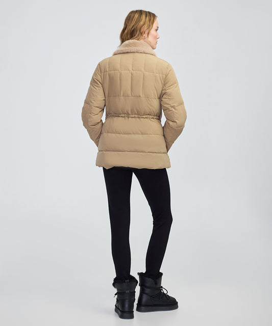 Quilted Puffer with Faux Fur Collar