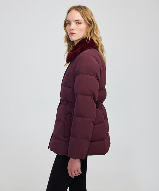 Quilted Puffer with Faux Fur Collar