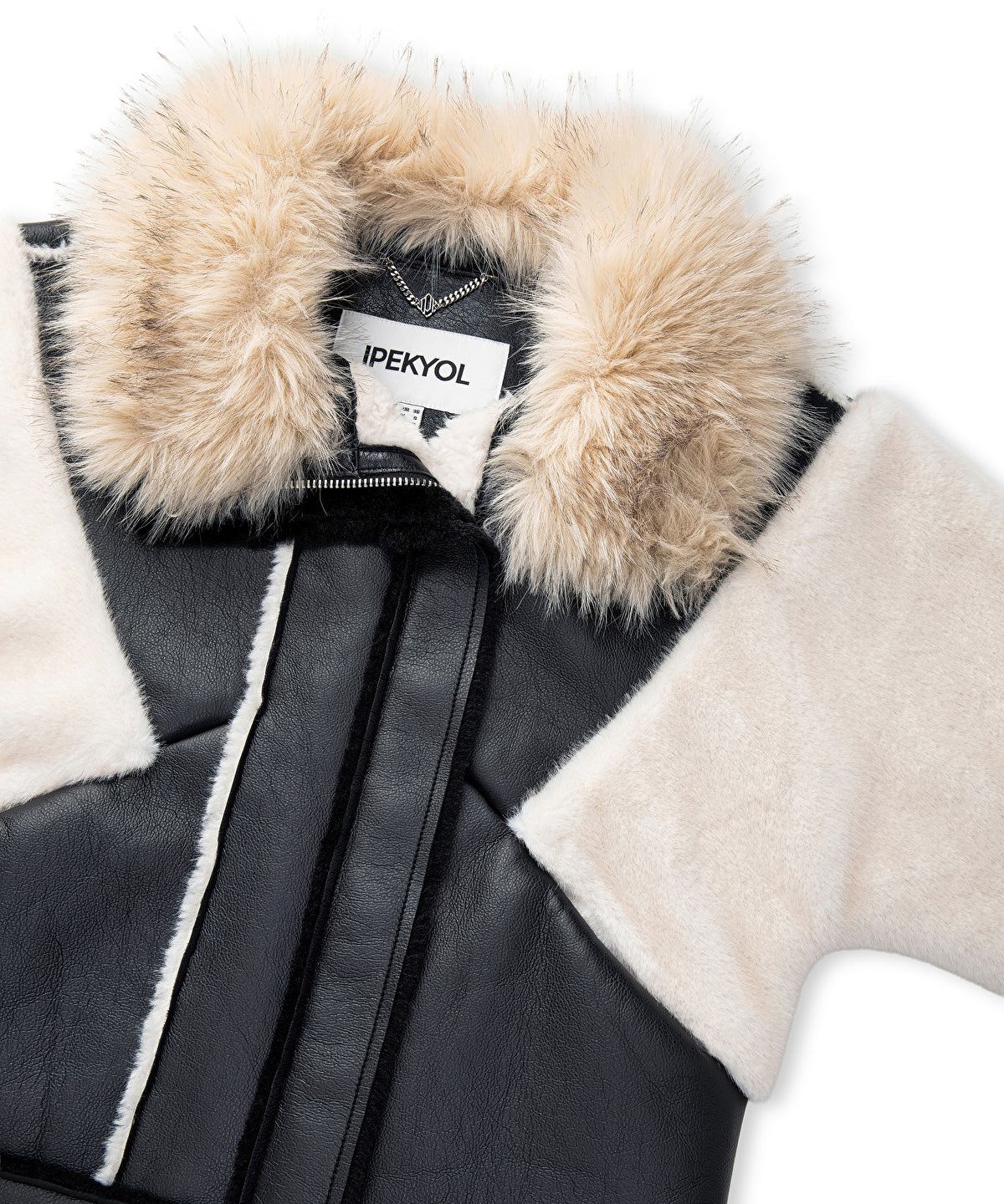 Zoomed Color-Block Mixed Media Coat