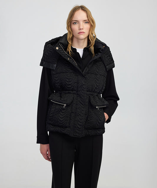 Textured Removable Hooded Vest