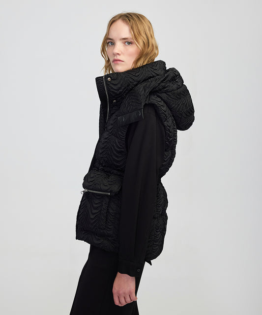 Textured Removable Hooded Vest