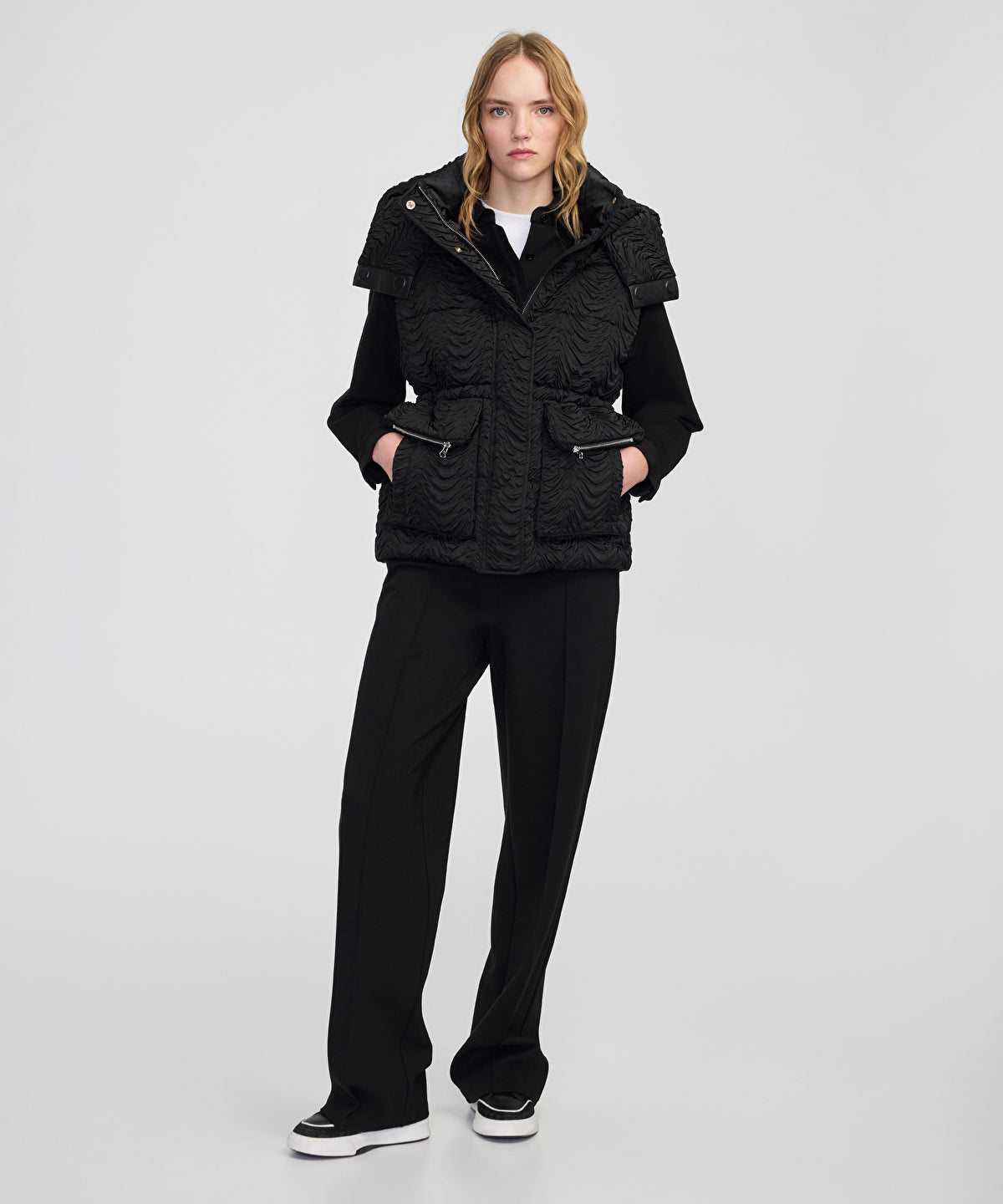 Textured Removable Hooded Vest