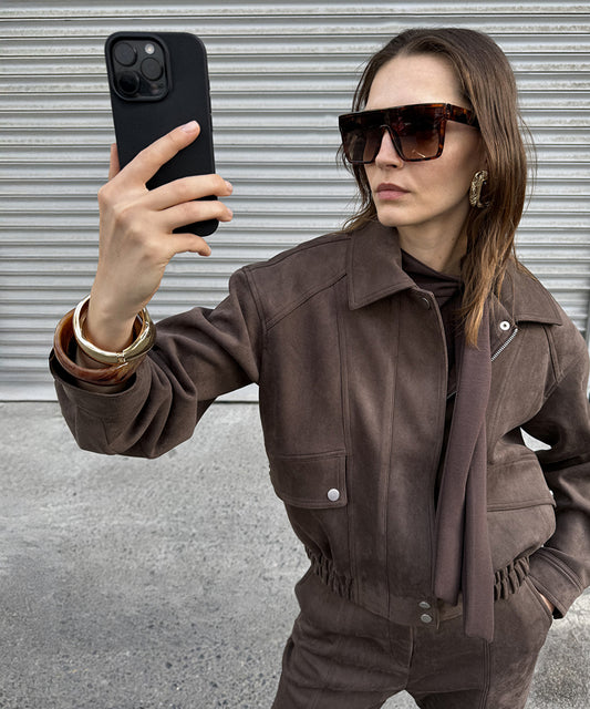 Suede-Effect Coat