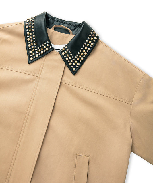 Contrast Collar Bomber Coat