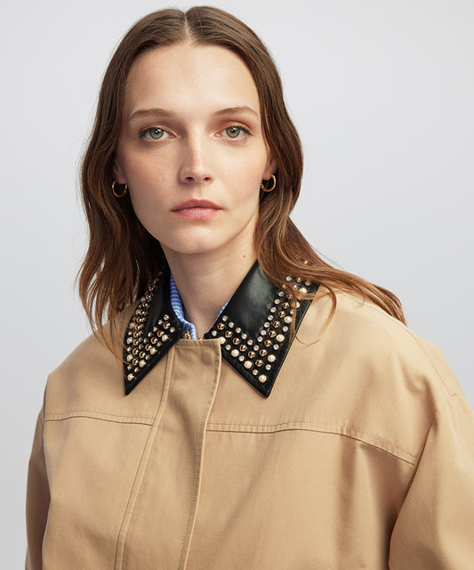 Contrast Collar Bomber Coat