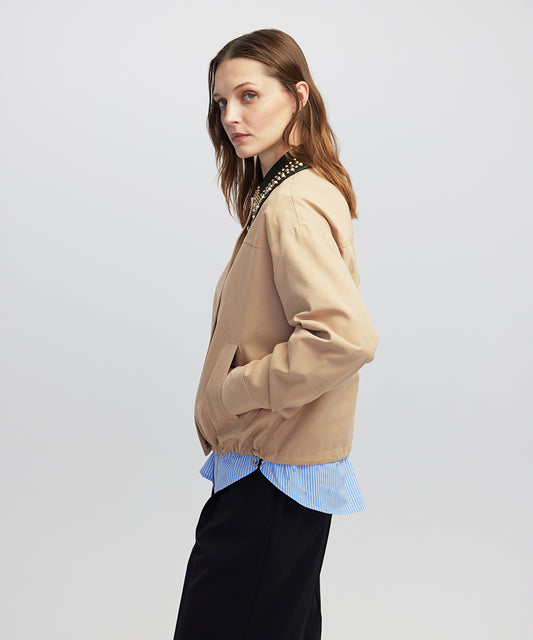 Contrast Collar Bomber Coat