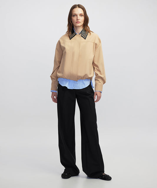 Contrast Collar Bomber Coat