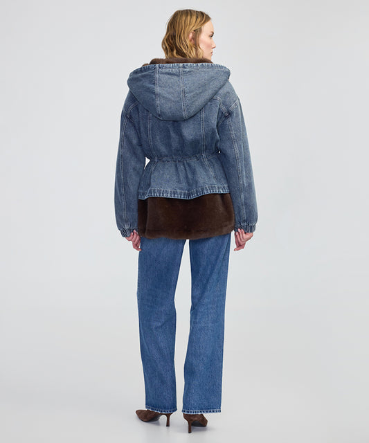 Mixed Media Denim Coat