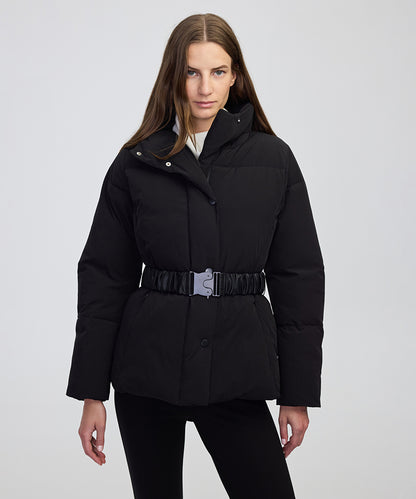Belted High-Collar Puffer Coat