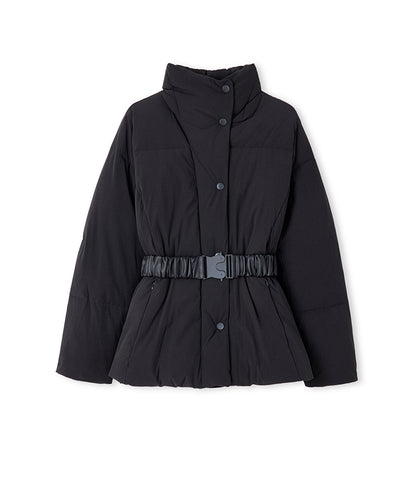 Belted High-Collar Puffer Coat