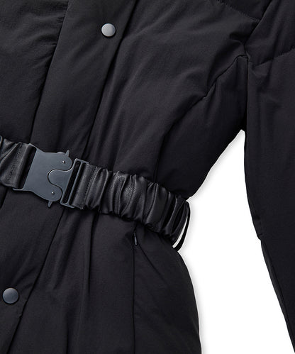 Belted High-Collar Puffer Coat