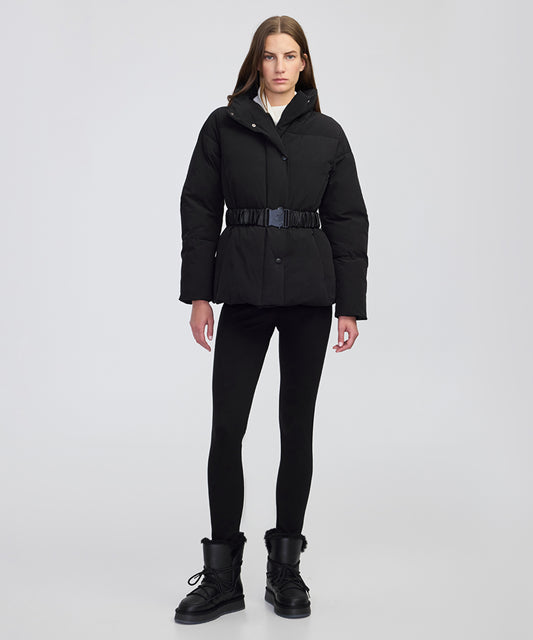 Belted High-Collar Puffer Coat