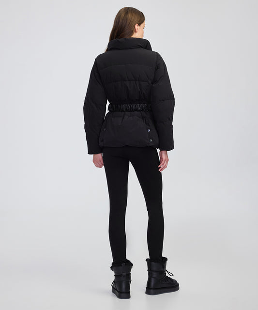 Belted High-Collar Puffer Coat