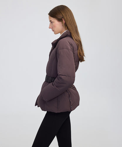 Belted High-Collar Puffer Coat