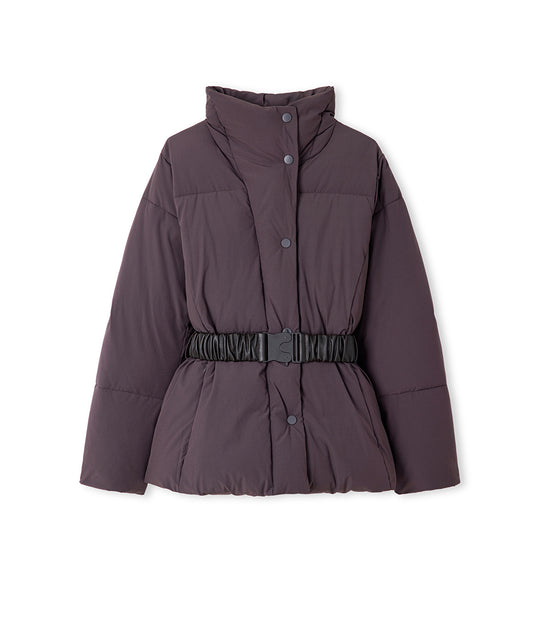 Belted High-Collar Puffer Coat