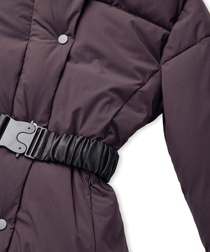 Belted High-Collar Puffer Coat